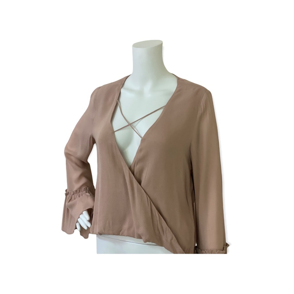 Storybook Ending Criss Cross Front Bell Sleeve Blouse - Picture 2 of 5